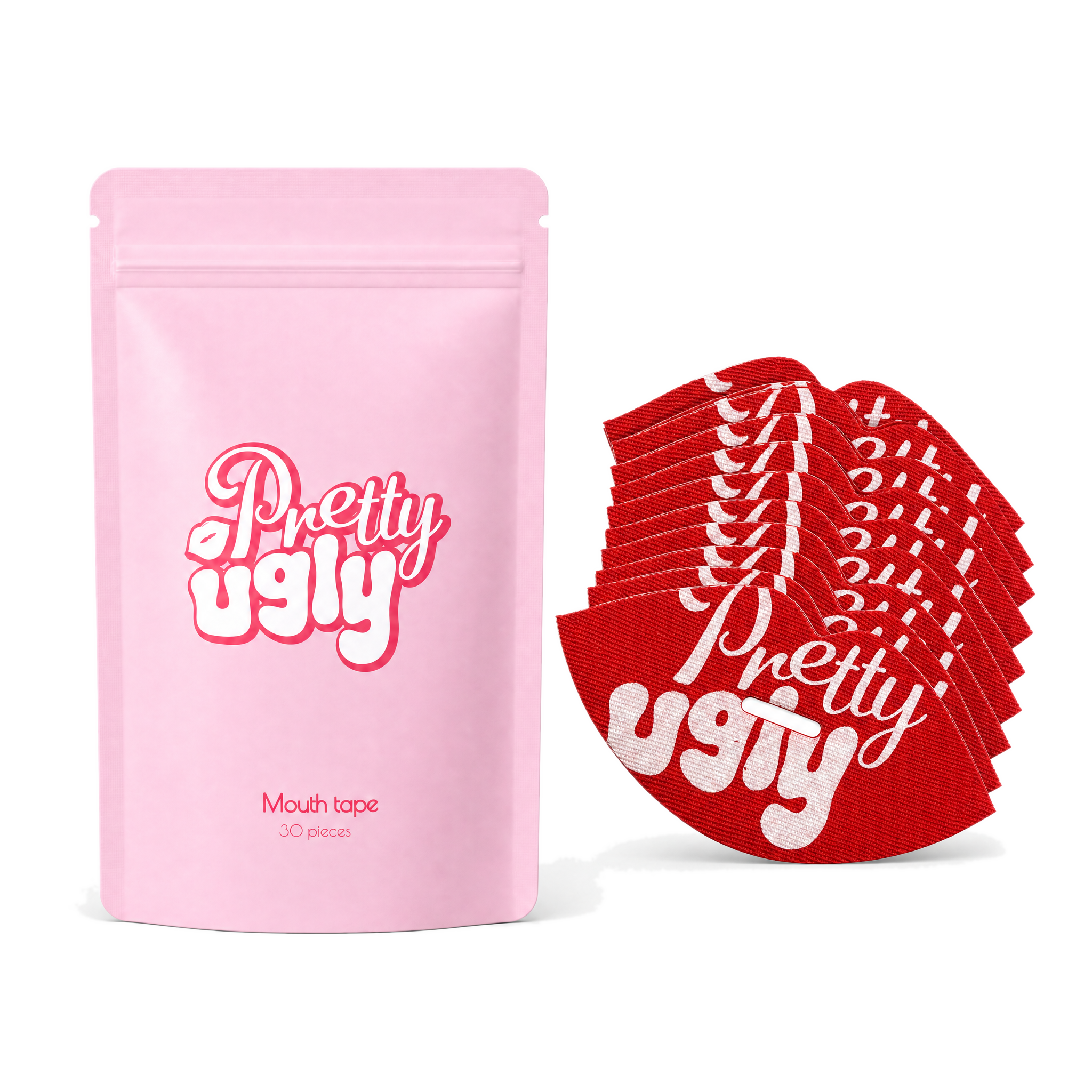 Pretty Ugly Mouth Tape pouch and lip-shaped tape strips